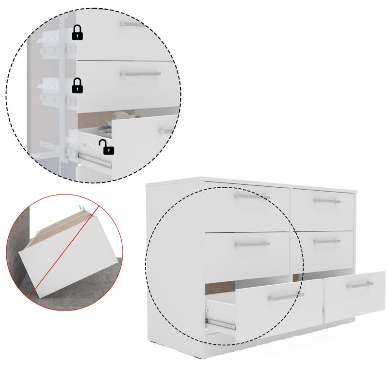 Polifurniture Juliette 6 Drawer Modern Double Dresser, White - Image 5