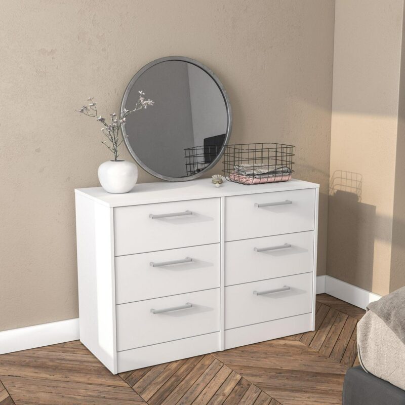 Polifurniture Juliette 6 Drawer Modern Double Dresser, White - Image 3