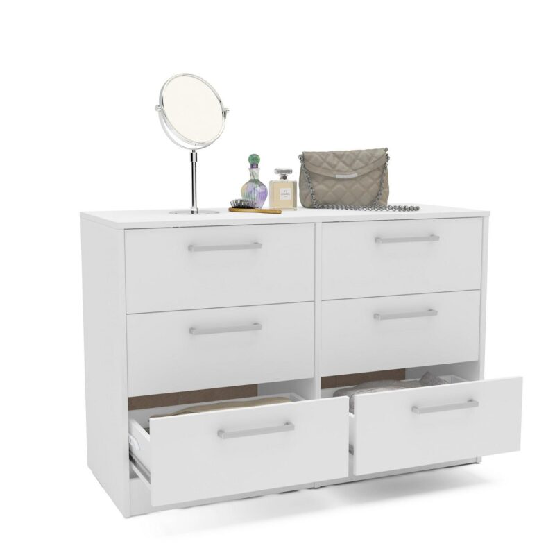 Polifurniture Juliette 6 Drawer Modern Double Dresser, White - Image 4