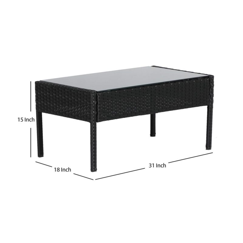 Polytrends Madison Outdoor 4-Piece Rattan Patio Furniture Chat Set Black/Navy - Image 10