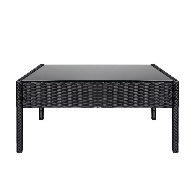 Polytrends Madison Outdoor 4-Piece Rattan Patio Furniture Chat Set Black/Navy - Image 6