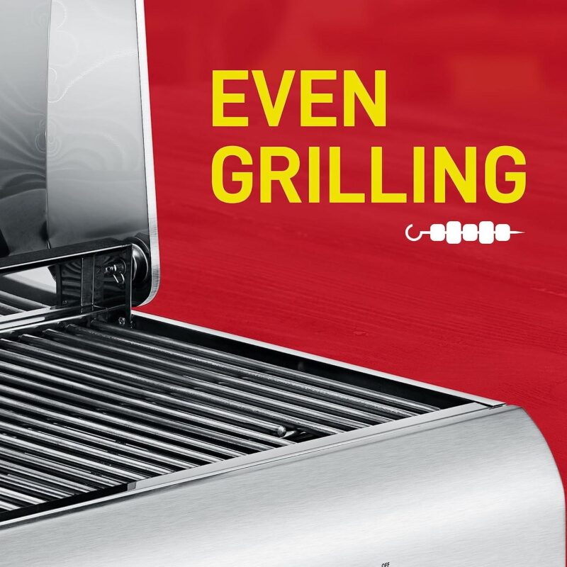 Portable Stainless Steel Gas Grill - 2 Burners Easy Clean Tabletop BBQ Propane Gas Grill with Foldable Legs and Wind Proof Lid for Camping and Outdoor - Silver - Image 6