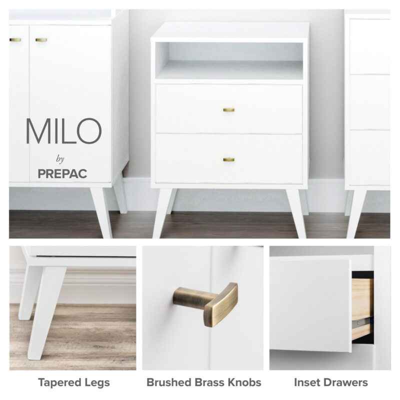 Prepac Milo Mid Century Modern 4-Drawer Vertical Chest, White - Image 6