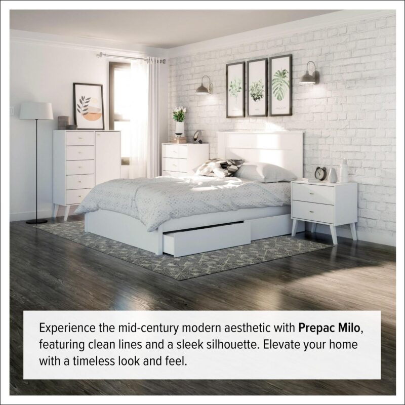 Prepac Milo Mid Century Modern 4-Drawer Vertical Chest, White - Image 7