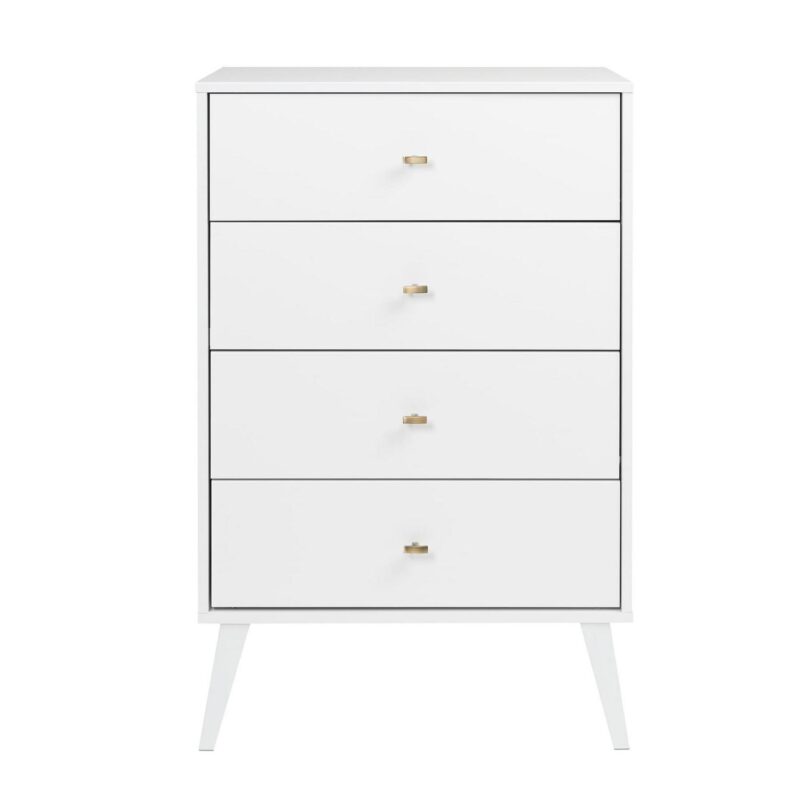 Prepac Milo Mid Century Modern 4-Drawer Vertical Chest, White - Image 9