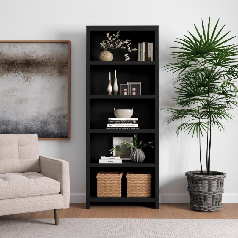 Prepac Moda Bookcase, Black Storage Cabinet, Display Cabinet 31.75  W x 80  H x 12  D, BSBR-0510-1 - Image 4