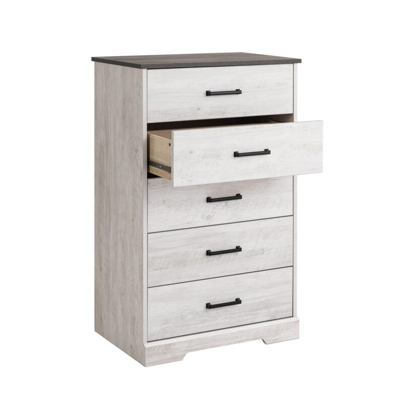 Prepac Rustic Ridge Farmhouse Washed White 5-Drawer Chest of Drawers 18.5 D x 27.5 W x 43.5 H - Image 11