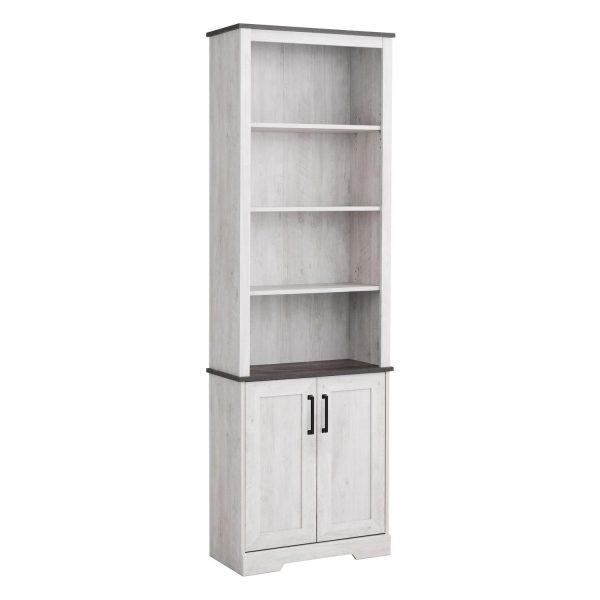 Prepac Rustic Ridge Washed White 26  W x 79.75  H x 12.5  D Bookcase