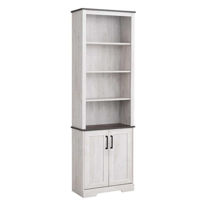 Prepac Rustic Ridge Washed White 26  W x 79.75  H x 12.5  D Bookcase