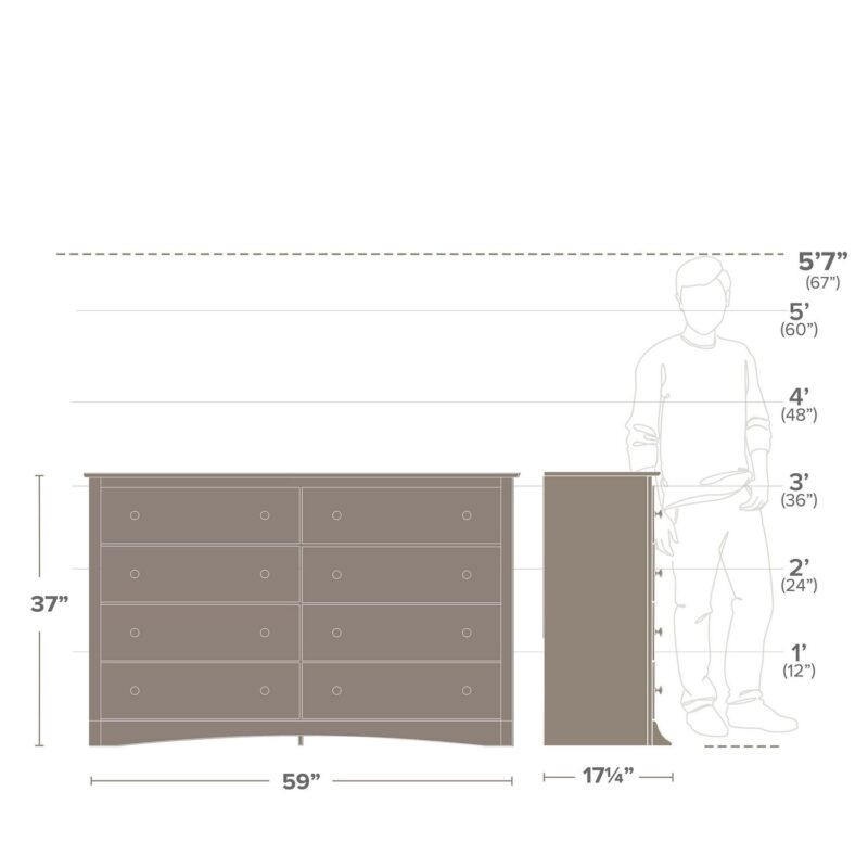 Prepac Sonoma 8-Drawer Dresser, Black - Image 3