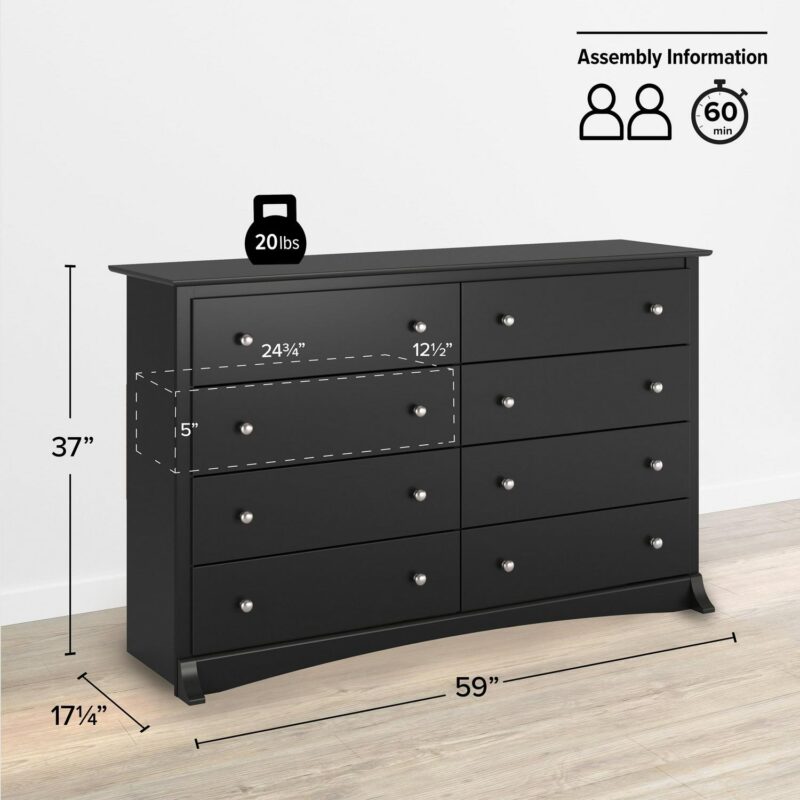 Prepac Sonoma 8-Drawer Dresser, Black - Image 2