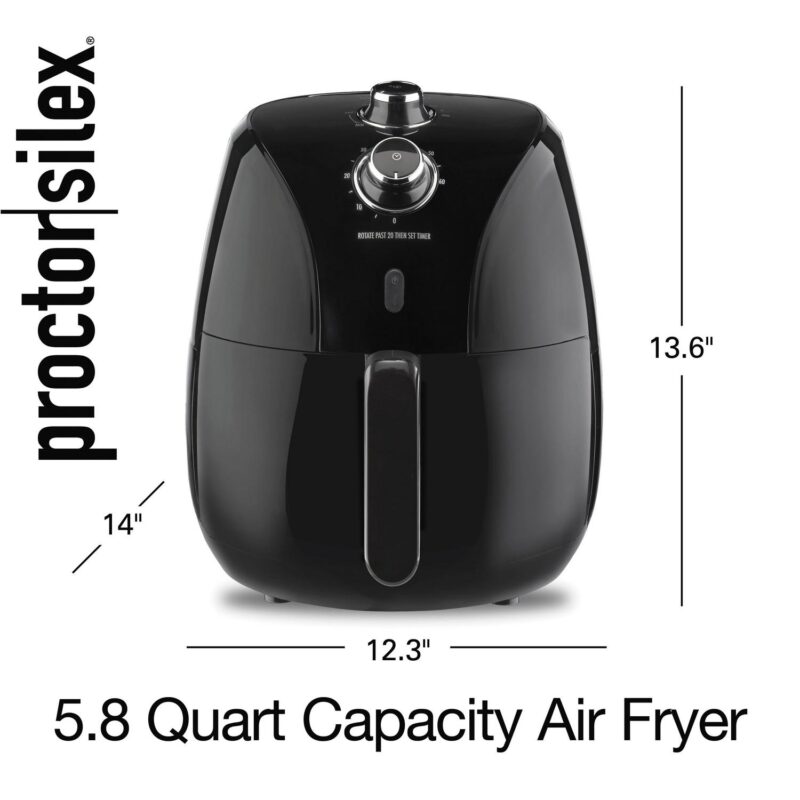 Proctor Silex Air Fryer, 5.8 Quart, Air Fry Oven with Temperature Control, 60 Min Timer, Non Stick Fryer Basket, 1700W, Black - Image 7