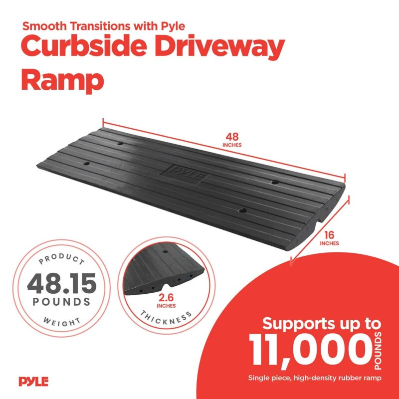 Pyle PCRBDR24 Car/Truck Rubber Curbside Driveway Ramp Threshold Bridge Track - Image 4