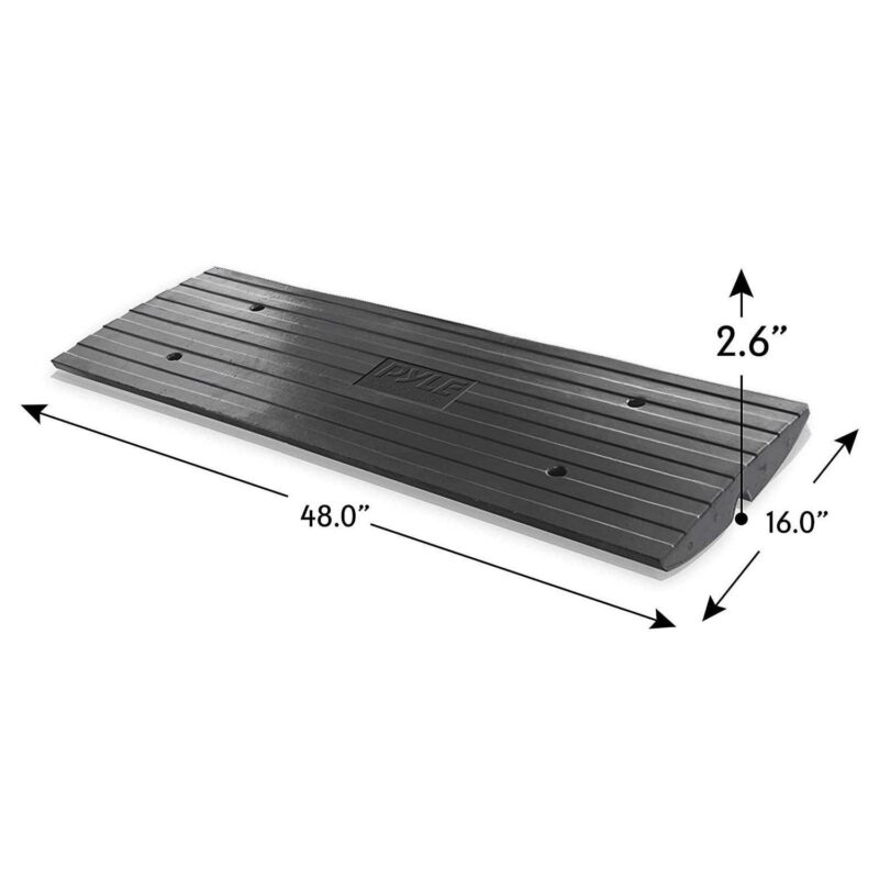 Pyle Truck Curb Ramps PCRBDR21 Rubber Curb Side Bridge Tracks 11, 000 lb Max Load - Black 2 Pack - Image 2
