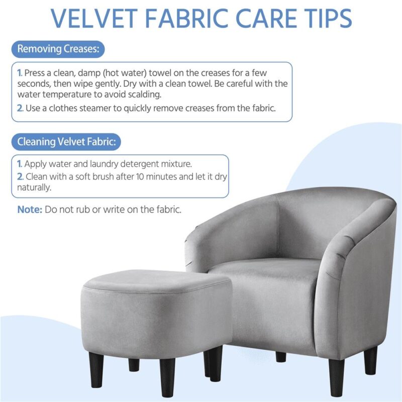 Renwick Barrel Accent Chair with Ottoman, Gray Velvet - Image 5