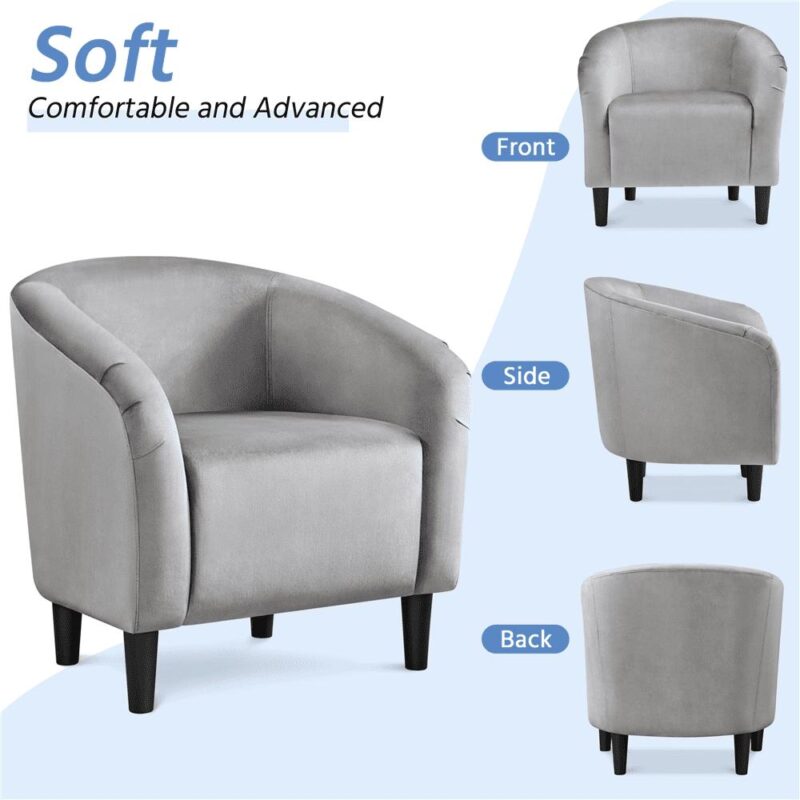 Renwick Barrel Accent Chair with Ottoman, Gray Velvet - Image 6