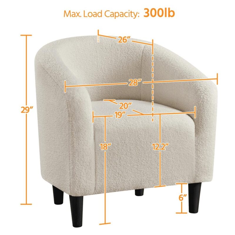 Renwick Modern Upholstered Tub Chair for Livingroom, Set of 2, Ivory Boucle - Image 6