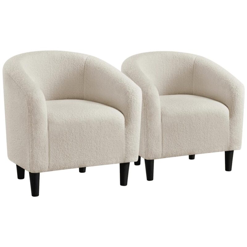 Renwick Modern Upholstered Tub Chair for Livingroom, Set of 2, Ivory Boucle - Image 2
