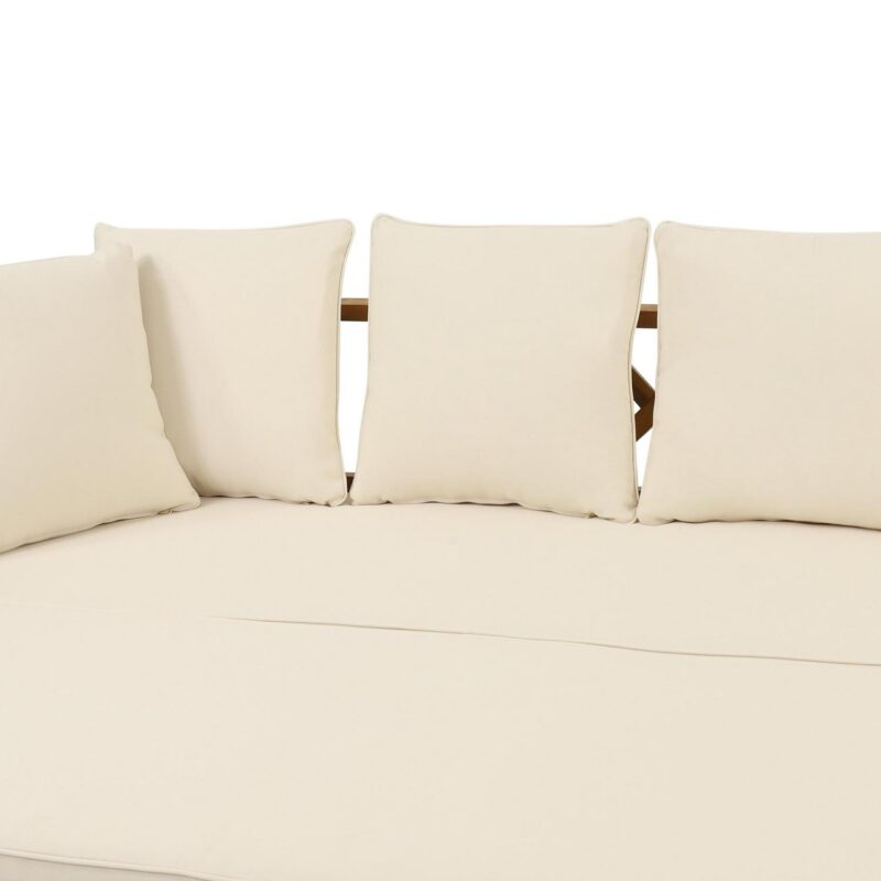 Reyes Acacia Wood Outdoor Extendable Daybed Sofa, Teak and Beige - Image 5