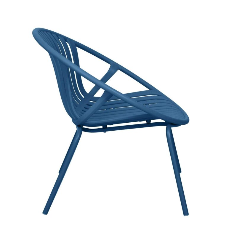 Rio Indoor or Outdoor Stackable Modern Lounge Chair- Berry Blue - Set of 2 - Image 4