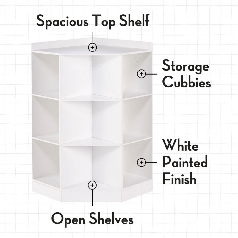 RiverRidge Kids Corner Playroom Cabinet with 6 Toy Storage Cubbies and 3 Angled Shelves - White - Image 3