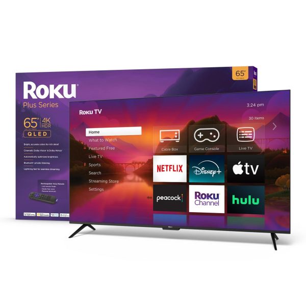 Roku 65-Inch Plus Series 4K QLED Smart Roku TV with Roku Voice Remote Pro, Dolby Vision, Striking 4K Resolution, Automatic Brightness, and Seamless Streaming