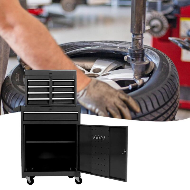 Rolling Tool Chest, 5-Drawer Tool Box Organizer Sliding Drawers Detachable Top and Adjustable Shelf - Image 2