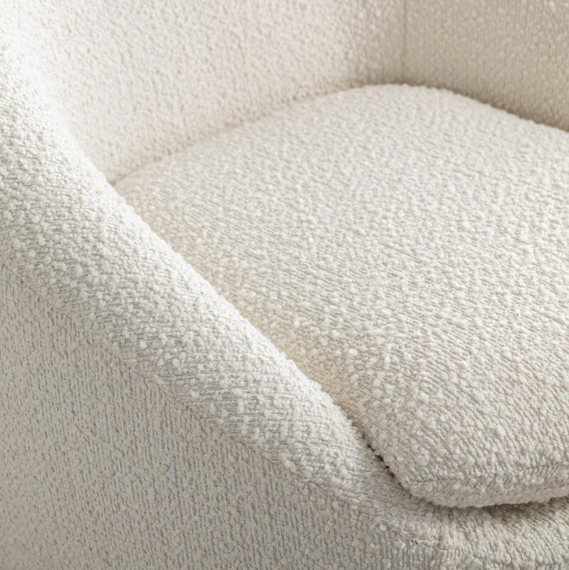 Roundhill Furniture Winnie Modern Teddy Boucle Fabric Barrel Chair, 360 Degree Swivel, White - Image 9