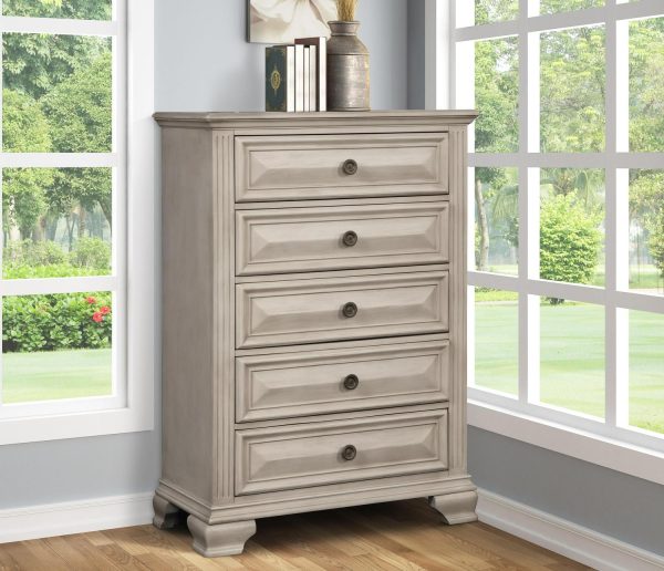 Roundhill Furniture Renova 5-Drawer Chest - Parchment White