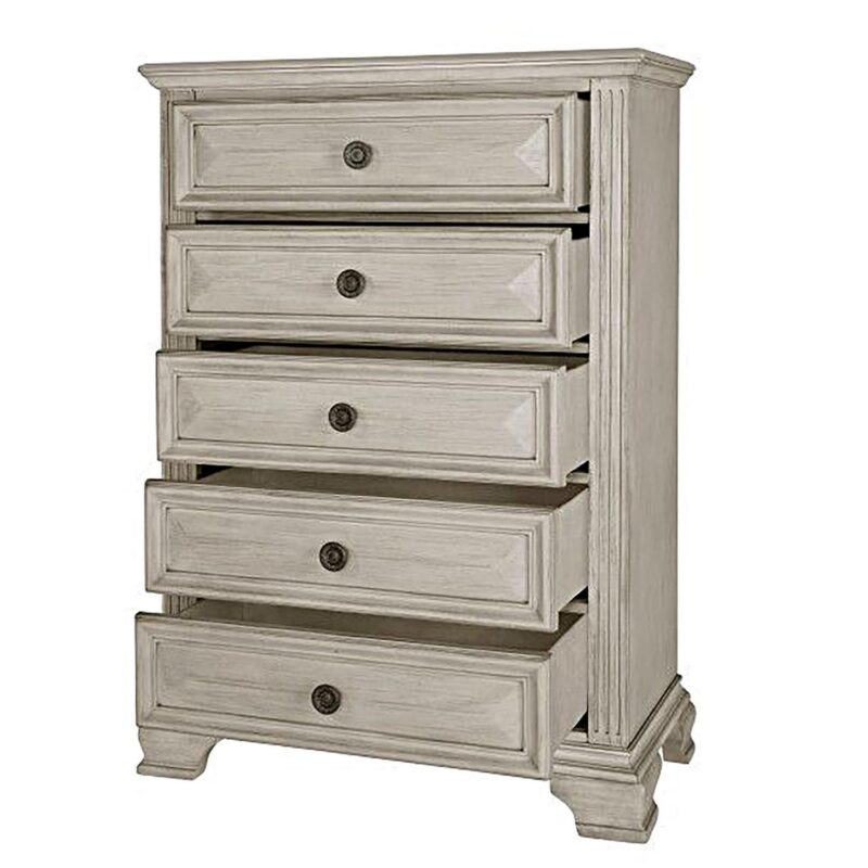 Roundhill Furniture Renova 5-Drawer Chest - Parchment White - Image 2