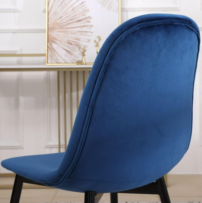 Roundhill Furniture Lassan Contemporary 5-Pc Dining Set, White Round Dining Table and 4 Chairs, Blue - Image 10