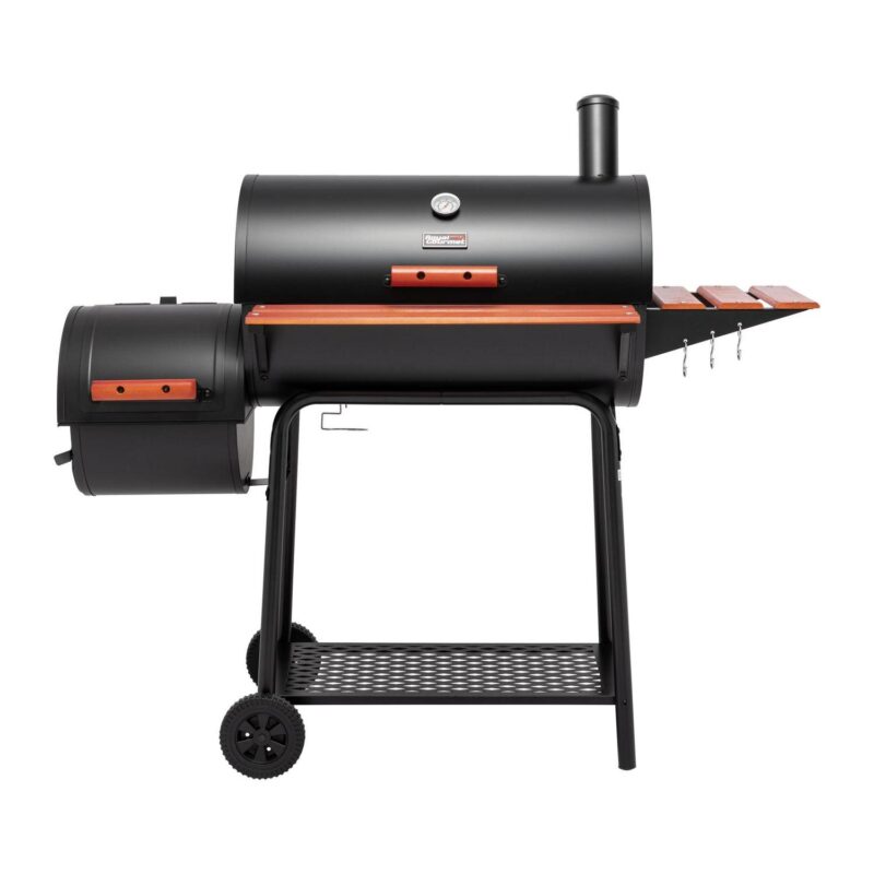 Royal Gourmet 30  Charcoal Barrel Grill with Offset Smoker, Adjustable Grates and Thermometer