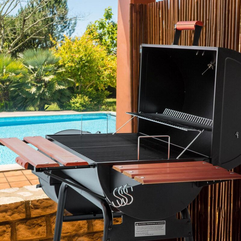 Royal Gourmet 30  Charcoal Barrel Grill with Offset Smoker, Adjustable Grates and Thermometer - Image 10