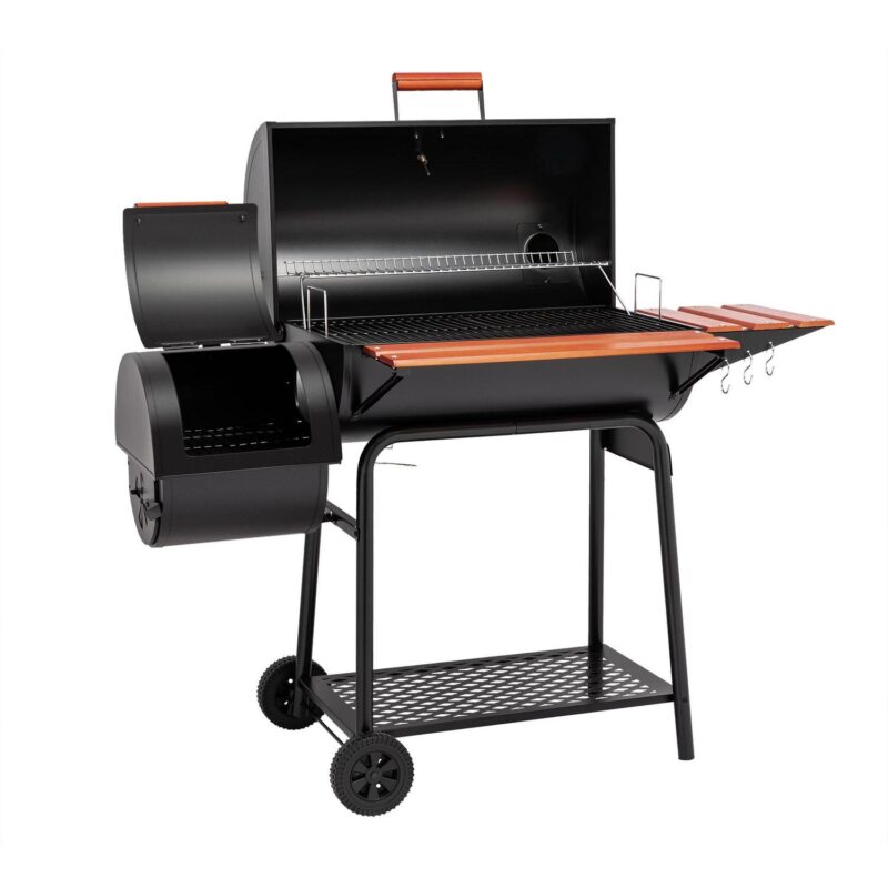 Royal Gourmet 30  Charcoal Barrel Grill with Offset Smoker, Adjustable Grates and Thermometer - Image 2