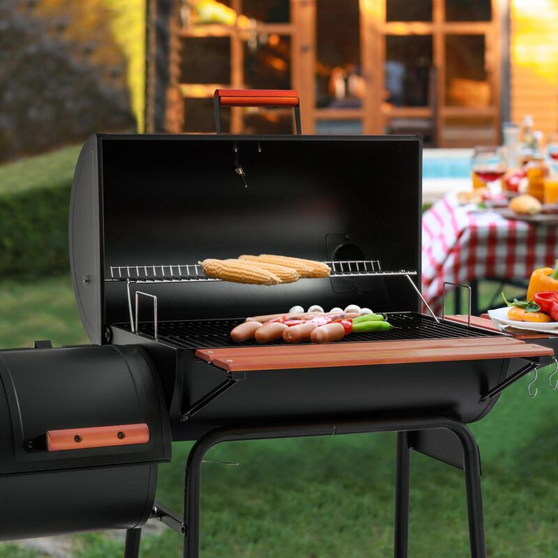 Royal Gourmet 30  Charcoal Barrel Grill with Offset Smoker, Adjustable Grates and Thermometer - Image 12