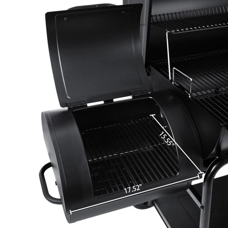 Royal Gourmet 36  Charcoal Barrel Grill with Offset Smoker, Adjustable Grates and Thermometer - Image 5
