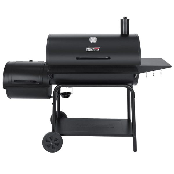 Royal Gourmet 36  Charcoal Barrel Grill with Offset Smoker, Adjustable Grates and Thermometer