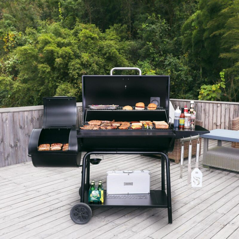 Royal Gourmet 36  Charcoal Barrel Grill with Offset Smoker, Adjustable Grates and Thermometer - Image 7