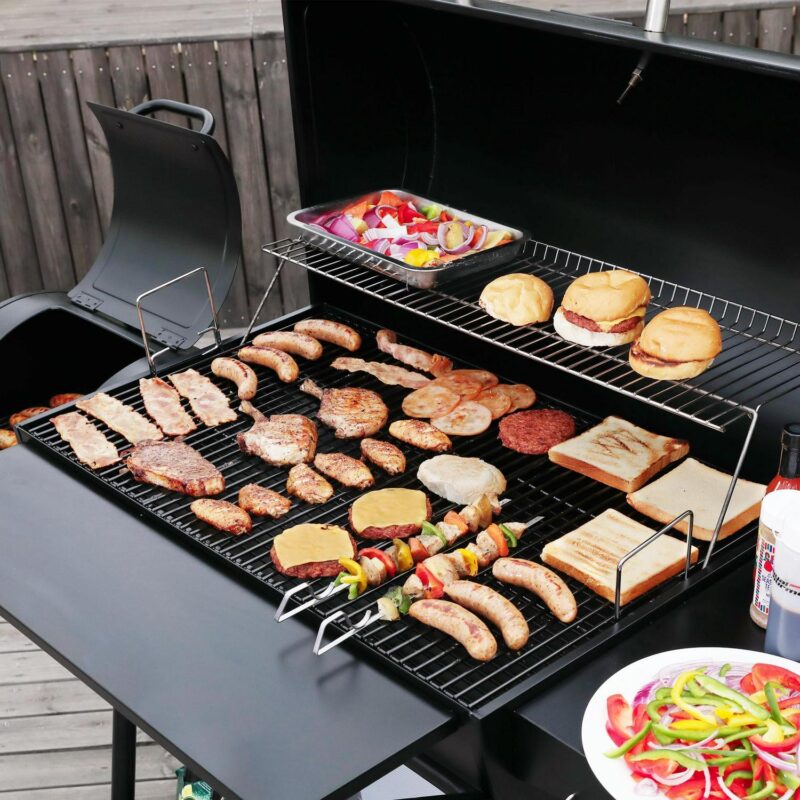 Royal Gourmet 36  Charcoal Barrel Grill with Offset Smoker, Adjustable Grates and Thermometer - Image 8