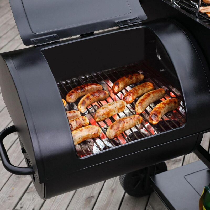 Royal Gourmet 36  Charcoal Barrel Grill with Offset Smoker, Adjustable Grates and Thermometer - Image 9