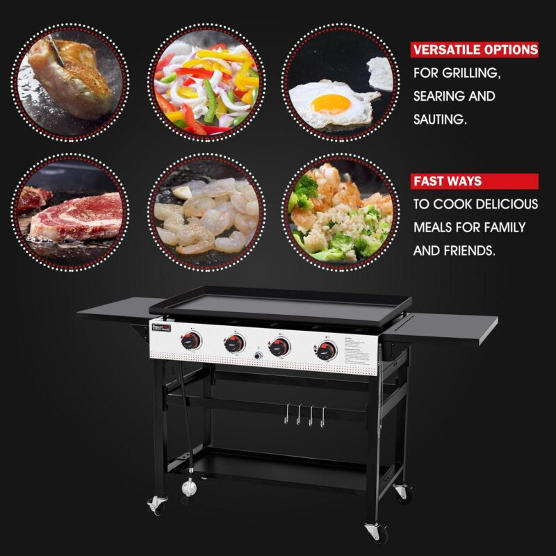Royal Gourmet 36  GB4002 4-Burner Flat Top Gas Grill, 36-inch Griddle for Outdoor Events, Camping, and BBQ, Black - Image 6