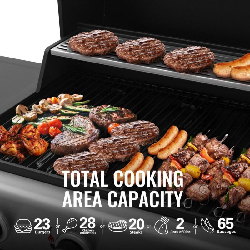 Royal Gourmet 3-Burner BBQ Gas Grill with Front Spice Rack, Two Side Shelves and Hooks, 30,000 BTU, GH3001H - Image 4
