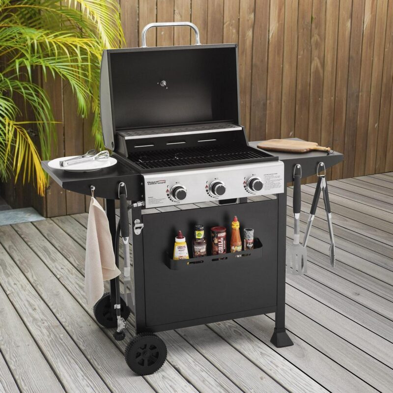 Royal Gourmet 3-Burner BBQ Gas Grill with Front Spice Rack, Two Side Shelves and Hooks, 30,000 BTU, GH3001H - Image 11