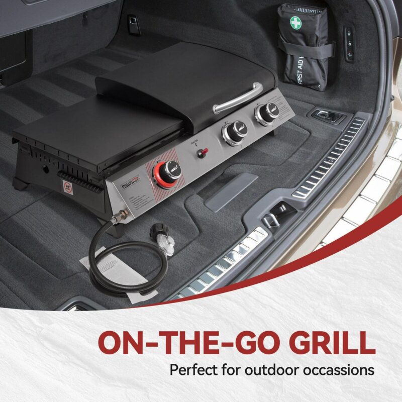 Royal Gourmet 3-Burner Portable Gas Griddle with Side Burner, PD1305H - Image 5