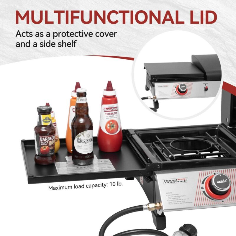 Royal Gourmet 3-Burner Portable Gas Griddle with Side Burner, PD1305H - Image 8