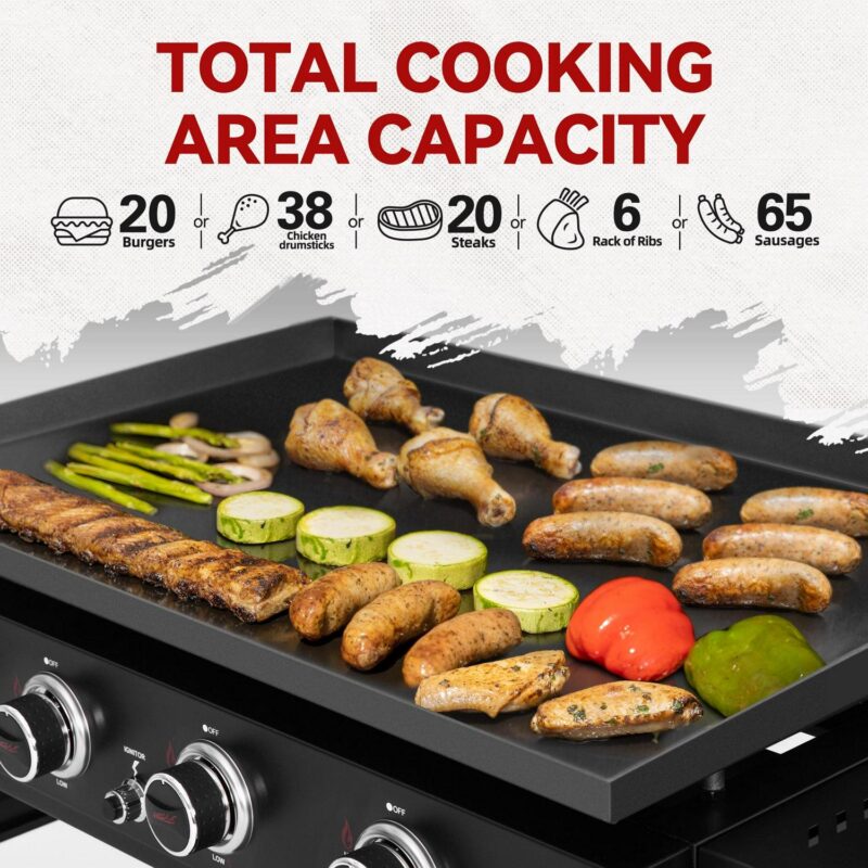 Royal Gourmet 4-Burner GB4001B 52000-BTU Gas Grill Griddle, 36a a L - Image 6