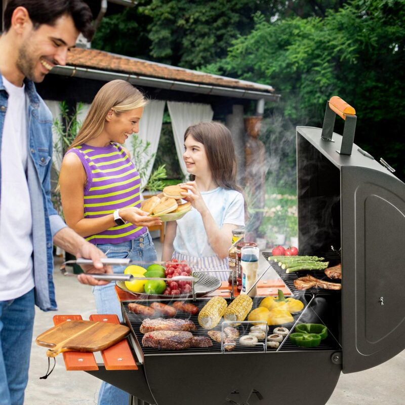 Royal Gourmet CC2024 24-Inch Charcoal BBQ Grill with Wooden Front Shelf and Side Shelf - Image 11