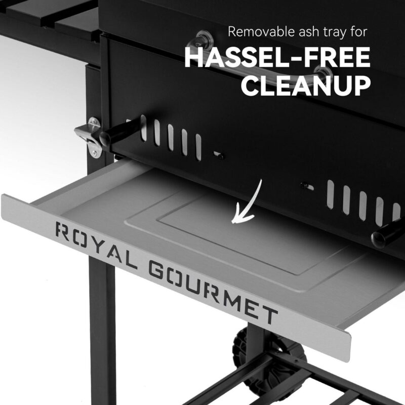 Royal Gourmet CD1824ET 24-Inch Movable Charcoal BBQ Grill with Foldable Side Shelves, Temperature-Controlled - Image 9