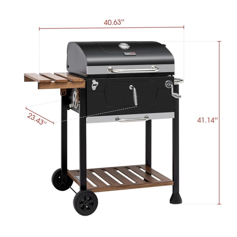 Royal Gourmet CD1824M 24  Charcoal Grill with Handle and Folding Table, - Image 3