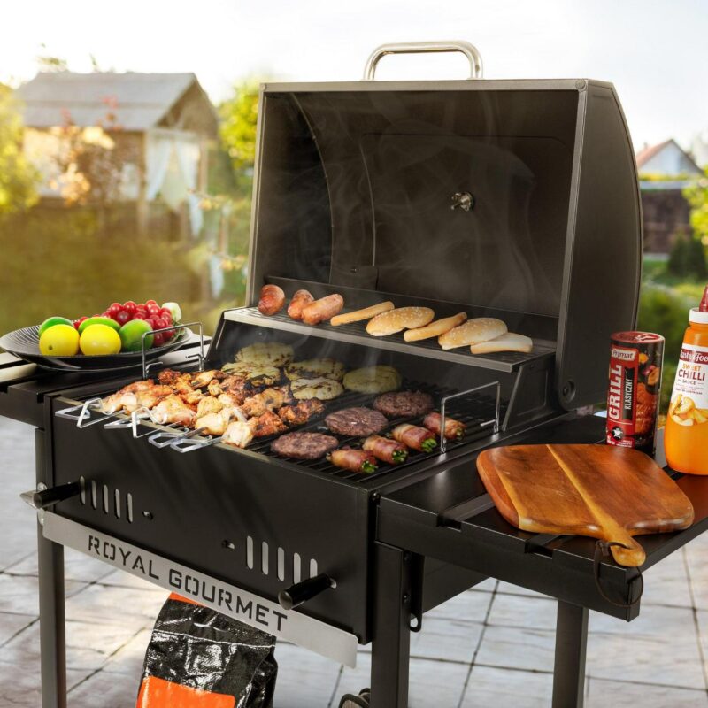 Royal Gourmet CD1824ET 24-Inch Movable Charcoal BBQ Grill with Foldable Side Shelves, Temperature-Controlled - Image 12